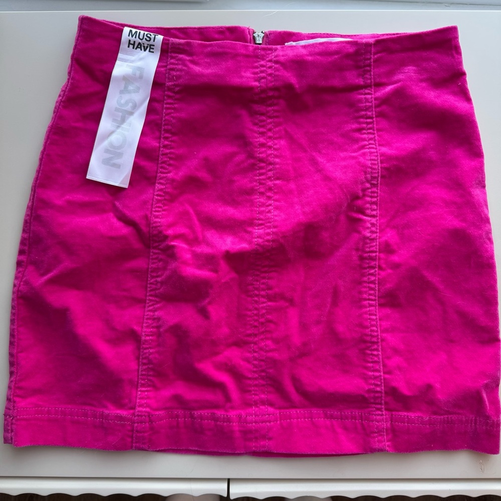 Hot Pink Velvet Mini Skirt